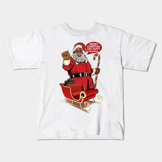 Merry Christmas & Happy Kwanzaa Kids T-Shirt by Afroditees